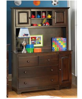 Windsor 3 Drawer Changing Table with Hutch Station   Antique Walnut