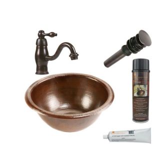 Premier Copper Products Small Round Self Rimming Hammered Copper Sink