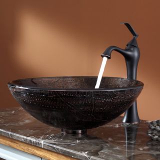 Kraus Copper Illusion Glass Vessel Sink and Ventus Faucet