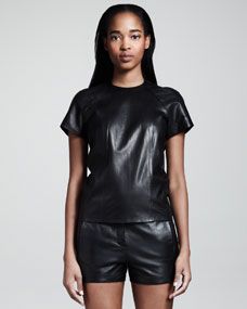 T by Alexander Wang Leather Back Zip Tee