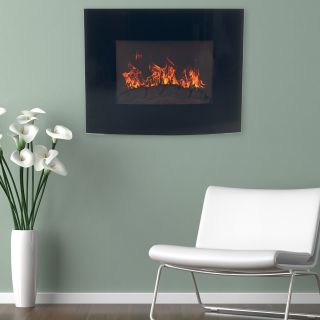 Northwest Electric Fireplace Wall Mount with Black Curved Glass Panel   Fireplaces