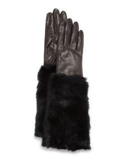 Lanvin Long Gloves w/Fringe, Black