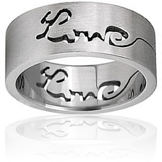 Stainless Steel Satin Finish Laser cut Love Ring