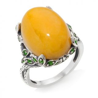 Jade of Yesteryear Yellow Jade and Chrome Diopside Sterling Silver Ring   7456764