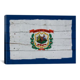 Flags West Virginia with Wood Planks Graphic Art on Canvas by iCanvas