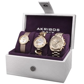 Akribos XXIV Womens Quartz Diamond Multifunction Watch Set   16467654