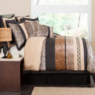HiEnd Accents Luxury Star Brown Faux Suede 7 piece Comforter Set