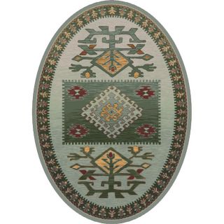 Milliken Ahvas Oval Green Transitional Tufted Area Rug (Common 8 ft x 11 ft; Actual 7.66 ft x 10.75 ft)