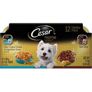 CESAR HOME DELIGHTS Variety Pack Chicken & Vegetables and Beef Stew Dog Food (12 Count)