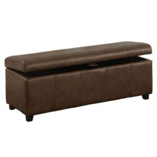 Worldwide Homefurnishings Faux Leather Double Storage Ottoman in Tobacco 402 437TB