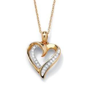 PalmBeach Jewelry 49814 1. 07 TCW Round Diamond 10k Gold Heart Shaped Pendant and Chain 18''