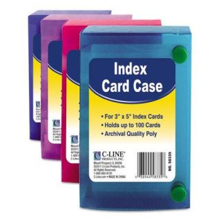 C Cline 58335 Index Card Case, Holds 100 3 x 5 Cards, Polypropylene, Assorted