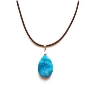 Every Morning Design Blue Agate Pendant Necklace