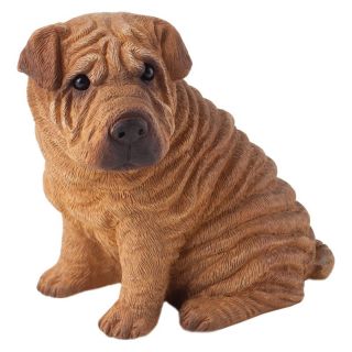 Sandicast Small Size Red Chinese Shar Pei Sculpture   Garden Statues