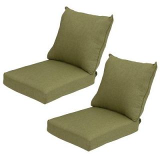 Hampton Bay Green Texture Pillow Back Outdoor Deep Seating Cushion (2 Pack) 7297 02003000