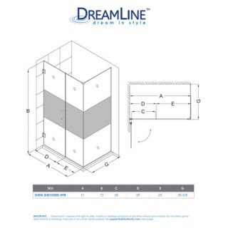 DreamLine Unidoor Plus 30 W x 51 D Hinged Shower Enclosure