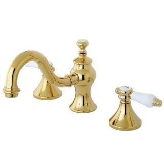 Kingston Brass Victorian 8 in. Widespread 2 Handle High Arc Bathroom Faucet in Polished Brass HKS7162BPL