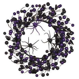 Oddity Spooky Spiders Purple and Black Wreath 18 in.