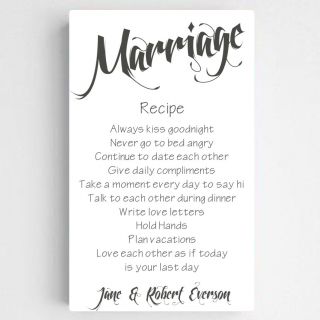 JDS Personalized Gifts Personalized Marriage Recipe Sign Textual Art