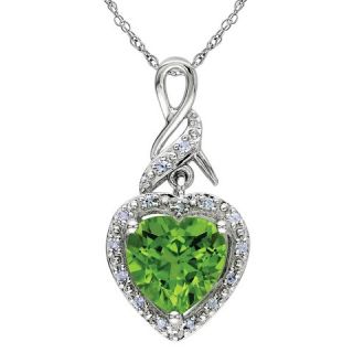 Allura Heart Cut Peridot and Diamond Pendant Necklace in Sterling