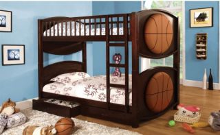Furniture of America Basketball Twin over Twin Bunk Bed with Storage Drawers   Bunk Beds & Loft Beds