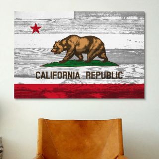 California Flag, Grunge Wood Boards Graphic Art on Canvas by iCanvas