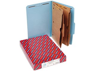 Smead 19081 Pressboard Folders with Two Pocket Dividers, Legal, Six Section, Blue, 10/Box