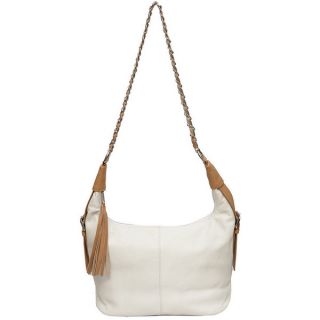 Genuine Argentine Leather Tasseled White Shoulder Bag and Chain