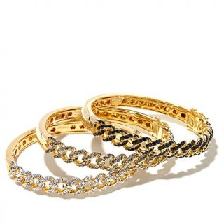 AKKAD "I Just Can't Get Enough" Crystal Goldtone 3 piece Link Bangle Bracelet S   7875941