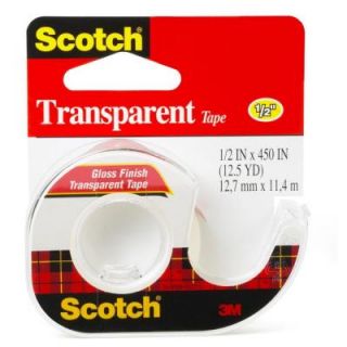 3M Scotch 1/2 in. x 12.5 yds. Transparent Tape (Case of 144) 144