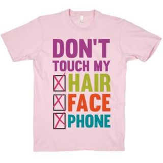 Light Pink Dont Touch Crewneck Funny Graphic Novelty T Shirt (Size XL) NEW Cool