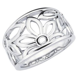 SHE Sterling Silver Open Flower Ring Silver