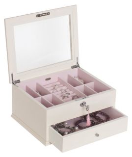 Mele & Co. Felicity Glass Top Locking Wooden Jewelry Box