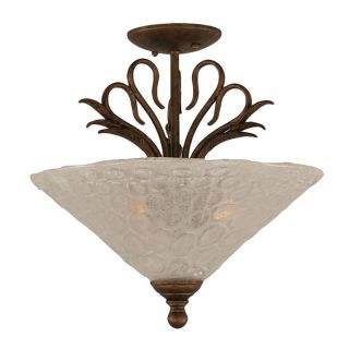 16 in W Bronze Frosted Glass Semi Flush Mount Light