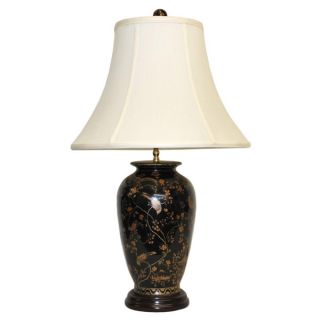 Black Arabesque Porcelain Long Neck Table Lamp