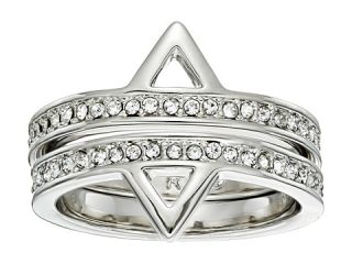 Rebecca Minkoff Two Piece Stack Triangle Ring Imitation Rhodium Crystal