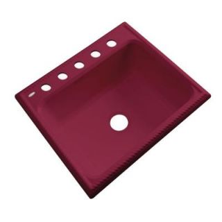 Thermocast Wentworth Drop In Acrylic 25 in. 5 Hole Single Bowl Kitchen Sink in Ruby 27566