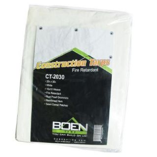 BOEN 20 ft. x 30 ft. White Fire Retardant Construction Tarp CT 2030