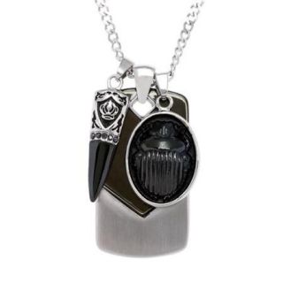 Stainless Steel Chevron Dog Tag with Charms