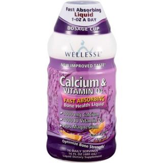 Wellesse Calcium & Vitamin D3 Natural Citrus Flavor Liquid Dietary Supplement, 16 oz