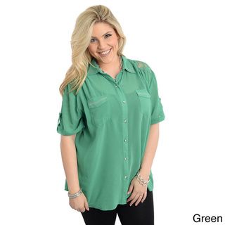 Stanzino Womens Plus Size Short Sleeve Button down Shirt  