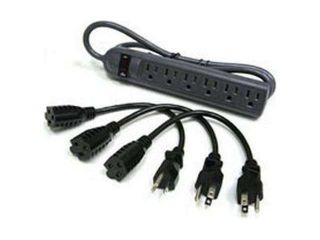 C2G 39995 4 ft. 6 Outlets 270 Joules Surge Suppressor with (3) 1ft Outlet Saver Power Extension Cords