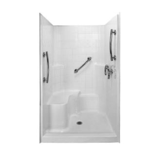 Ella Freedom 36.75 in. x 48 in. x 79.5 in. 3 piece Low Threshold Shower System in White with Left Side Seat 3648 SH 1S 3P 4.0 L WH FRDM