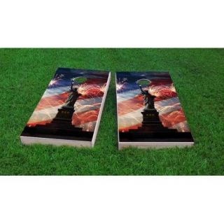 Custom Cornhole Boards American Flag, Fireworks and Lady Liberty Cornhole Game (Set of 2)