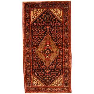 Antique 1960s Persian Hand knotted Malayer Hamadan Navy/ Red Wool Rug