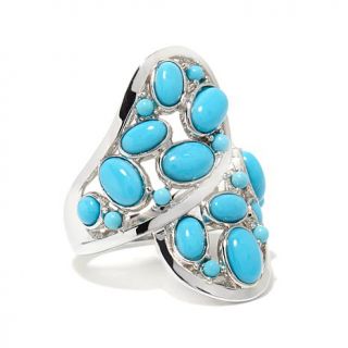 Heritage Gems Multi Shaped Princess Turquoise Wraparound Sterling Silver Ring   7653708