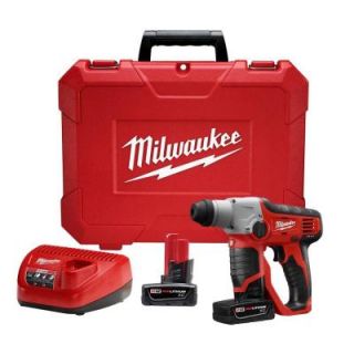 Milwaukee M12 12 Volt Lithium Ion Cordless 1/2 in. SDS Plus Rotary Hammer 2412 22XC