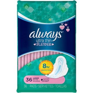 Always Ultra Thin Slender Pads with Flexi Wings, 36 count