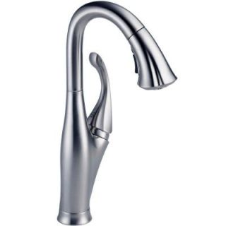 Delta Addison Single Handle Pull Down Sprayer Bar Faucet in Arctic Stainless with MagnaTite Docking 9992 AR DST