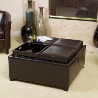 Christopher Knight Home Mason Bonded Leather Espresso Tray Top Storage